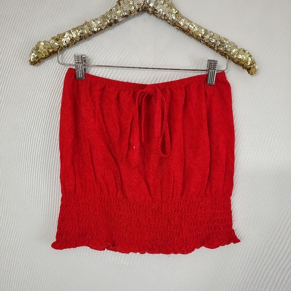 Vintage 70s Luxe Fashions Women's Red Tube Top Size Large Hippie Chic - Picture 6 of 8